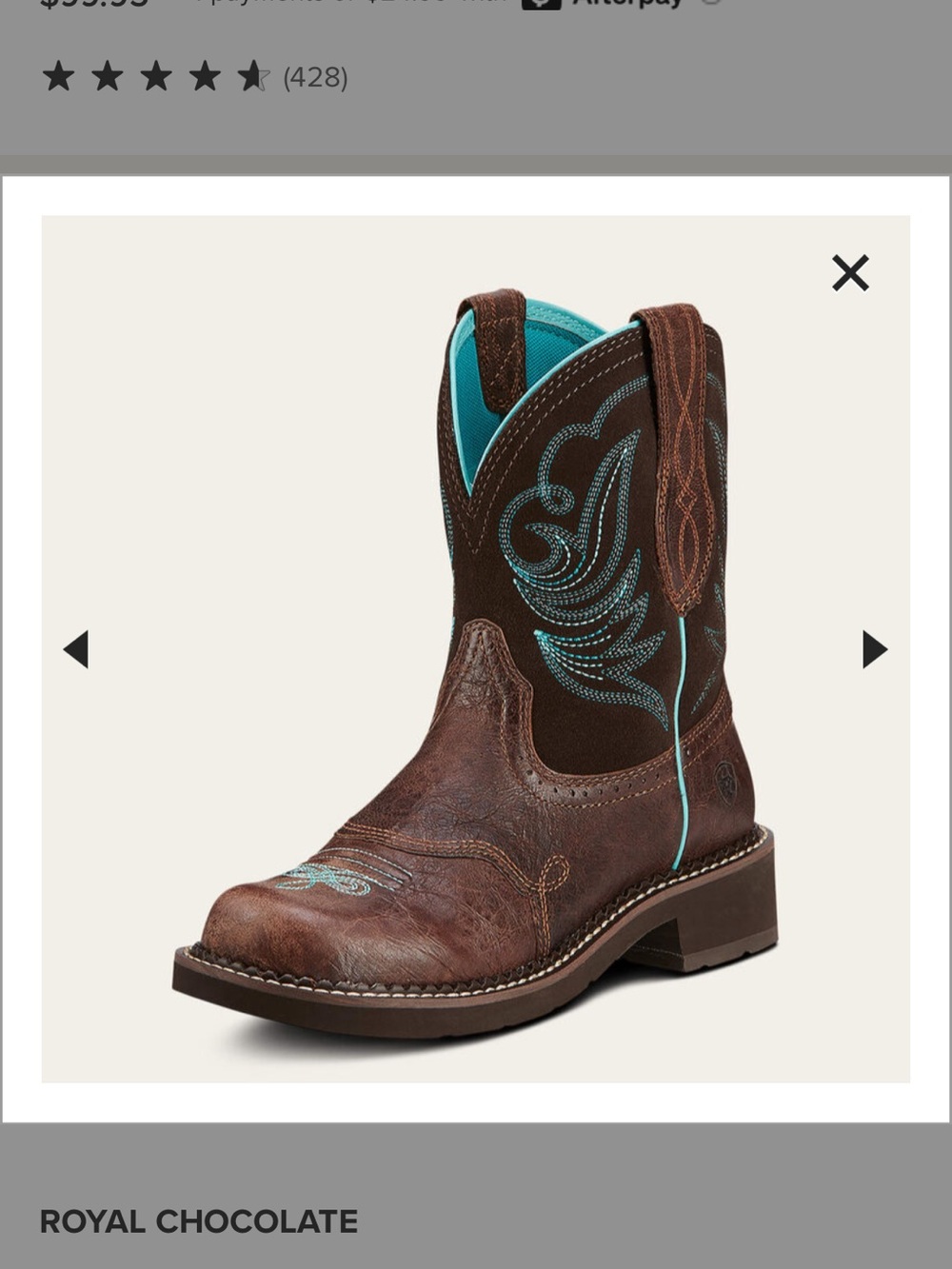 Ariat Brown Leather Fatbaby Heritage Dapper Western Boot